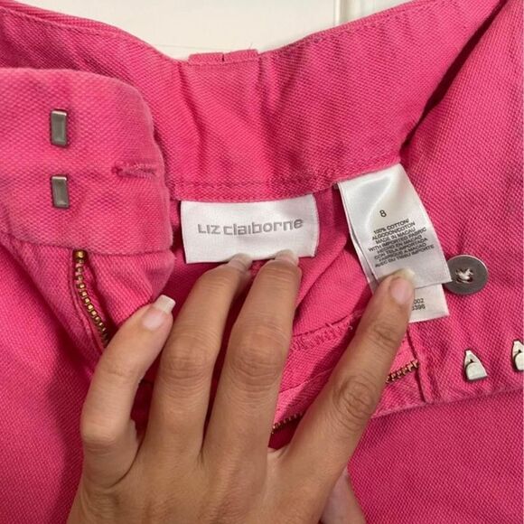 Liz Claiborne Pink Denim Mom Shorts Size 8 - Picture 5 of 5
